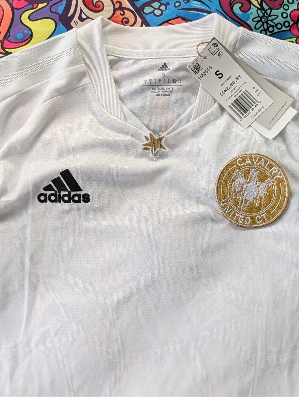 NWT Adidas Calvary United FC Soccer Jersey Size Small White Unworn